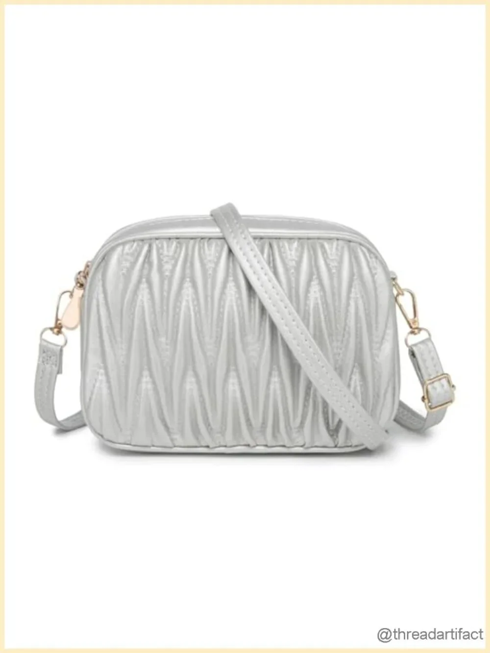 Quilted Faux Leather Crossbody Bag with Adjustable Strap & Zip Pockets